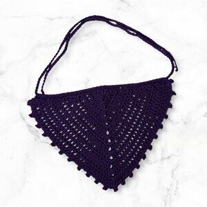 Crochet Picot Hair Bandana Purple for Teens or Adults, Brand New Handmade